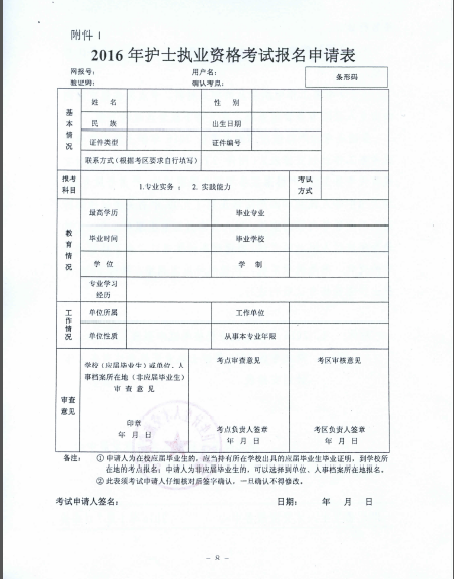 2016年湖北省襄陽市護士資格考試報名時間