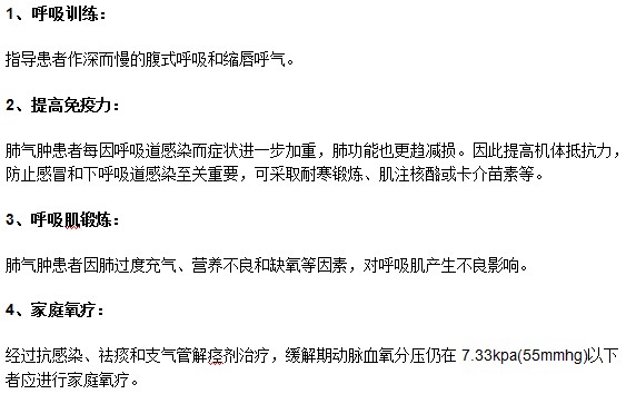 阻塞性肺氣腫患者緩解期治療主要內(nèi)容