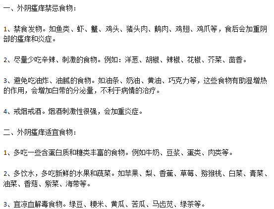 外陰瘙癢患者的飲食宜忌分別是什么？