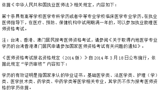 廣東省2019年臨床執(zhí)業(yè)助理醫(yī)師報名條件