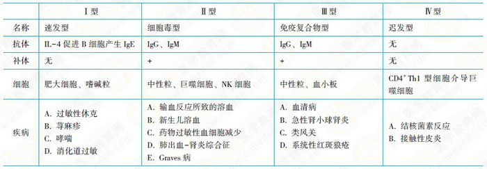 各型超敏反應(yīng)特點