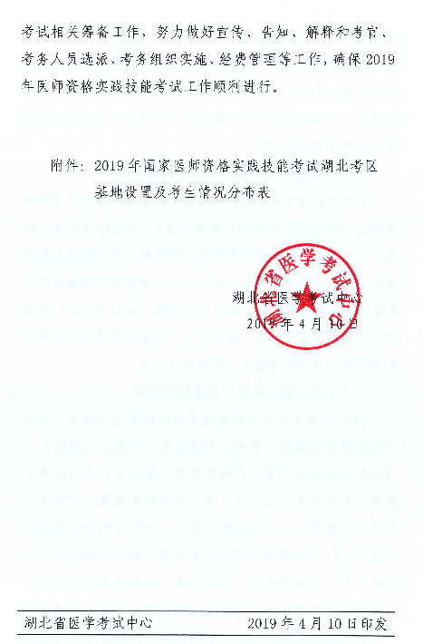 湖北省關(guān)于2019年醫(yī)師實踐技能考試時間∣基地設置等工作安排通知