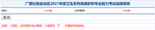 廣西壯族自治區(qū)2021年度衛(wèi)生系列高級(jí)職稱(chēng)專(zhuān)業(yè)能力考試成績(jī)查詢(xún)
