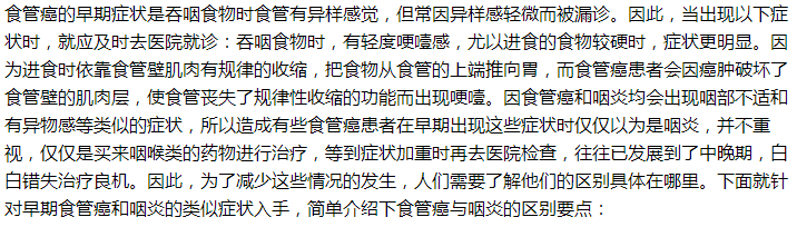 如何鑒別是食管癌還是慢性咽炎？一文了解！