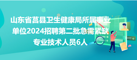 山東省莒縣衛(wèi)生健康局所屬事業(yè)單位2024招聘第二批急需緊缺專業(yè)技術(shù)人員6人